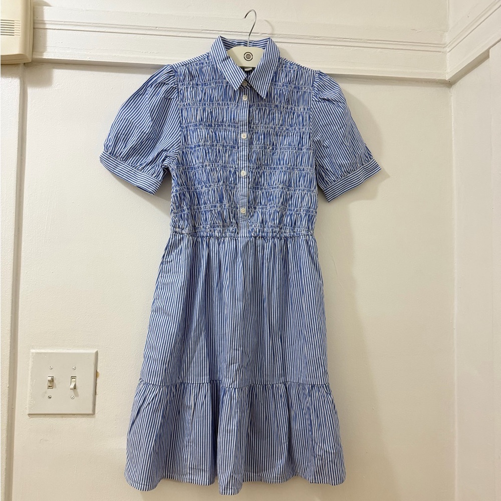 J. Crew Striped Smocked Shirt-Dress